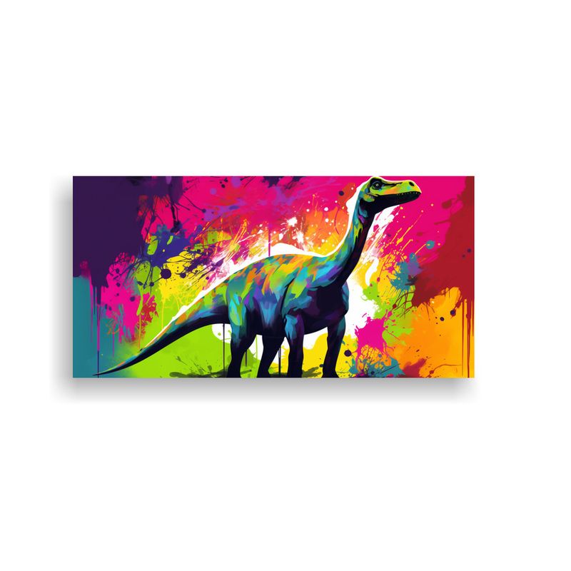 GENERICO - Cuadro Decorativo Neo Pop De Un Saurópodo En Colo 160x80cm
