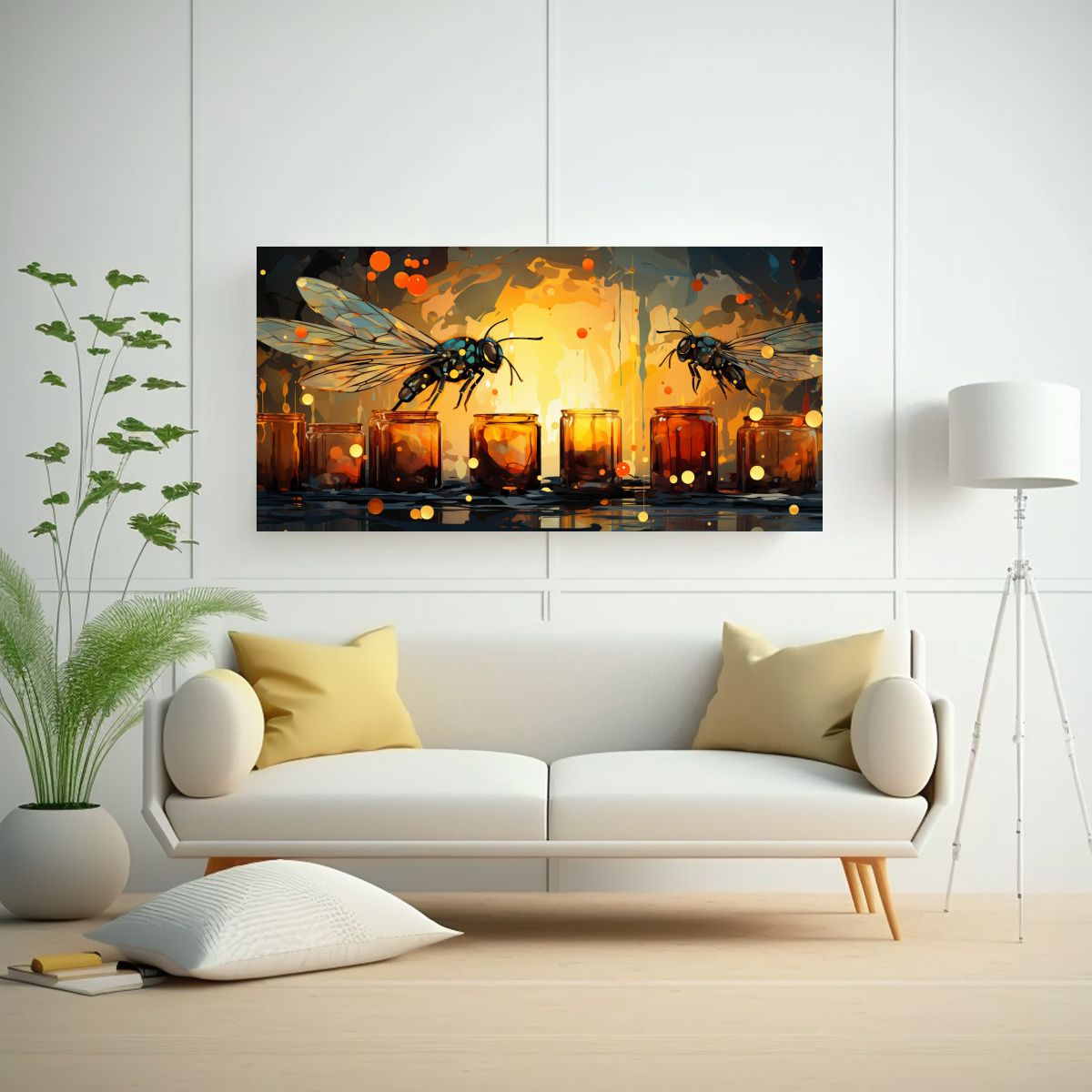 Cuadro Tela Inspiración Luciérnagas En Tonos Tin 160x80cm., marca GENERICO - Foto 2