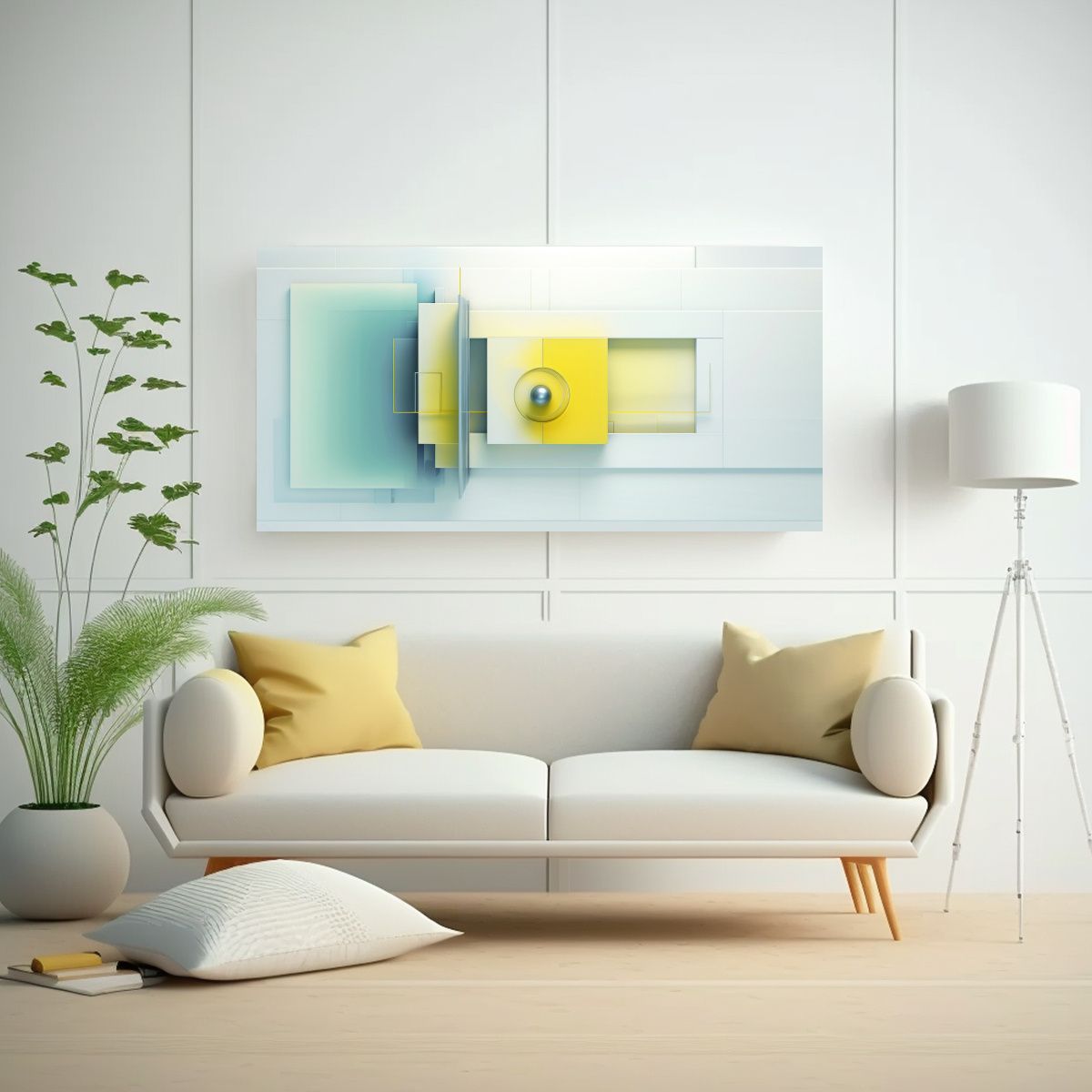 GENERICO - Inicio Abstracto Minimalista En Azul Claro Y Amari 160x80cm