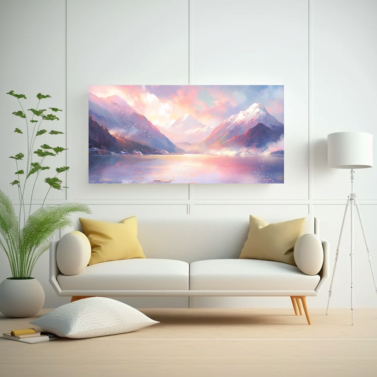 GENERICO - Cuadro Abstracto Representando Montañas Junto Al  160x80cm