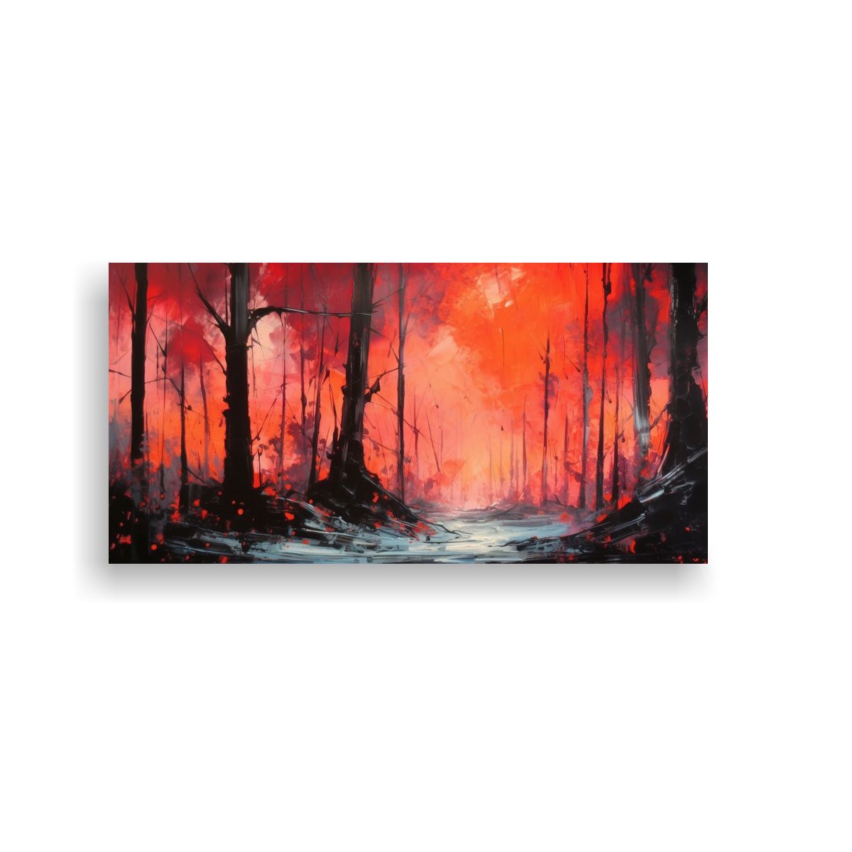 GENERICO - Pinturas Decorativas De Bosque En Fuego Negro Y Ro 160x80cm