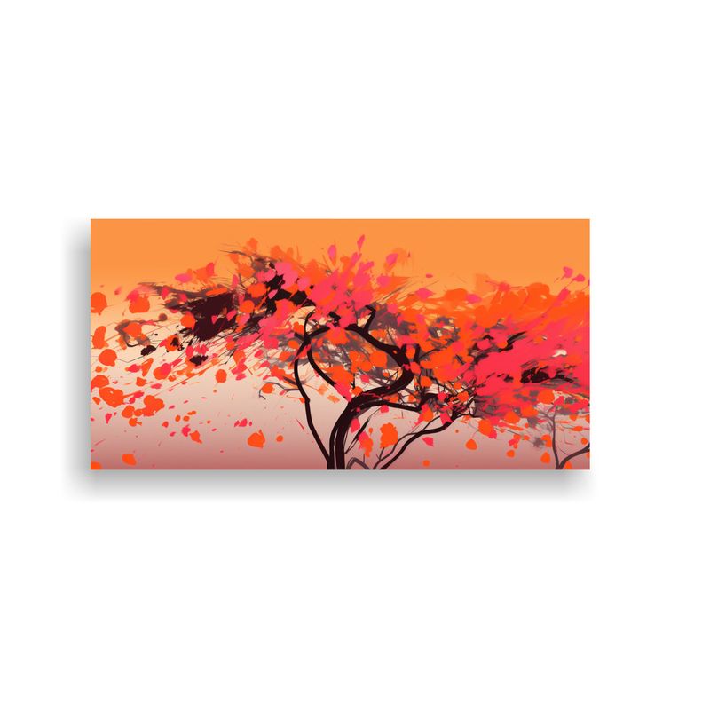 GENERICO - Cuadro Abstracto Árbol De Acacia En Tonos Naranja 160x80cm