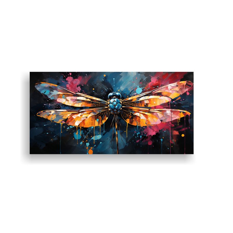GENERICO - Lienzo De Tela Con Libélula En Colores Atrevidos  160x80cm