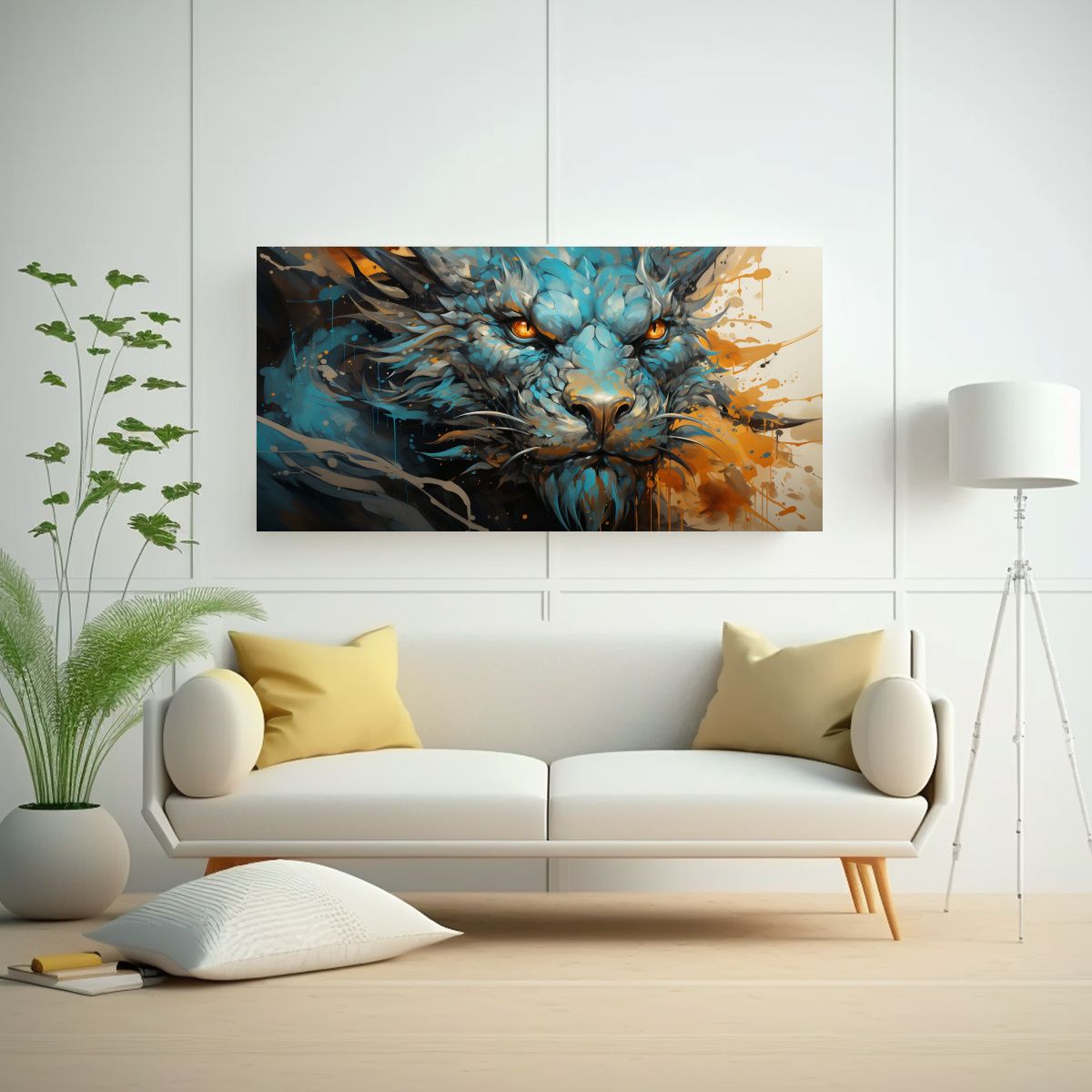 GENERICO - Lienzo Horizontal Reflejo De Dragón En Colores Tu 160x80cm