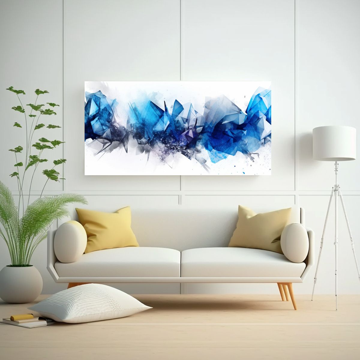 GENERICO - Pinturas Abstractas Vintage En Plata Y Azul Combi 160x80cm