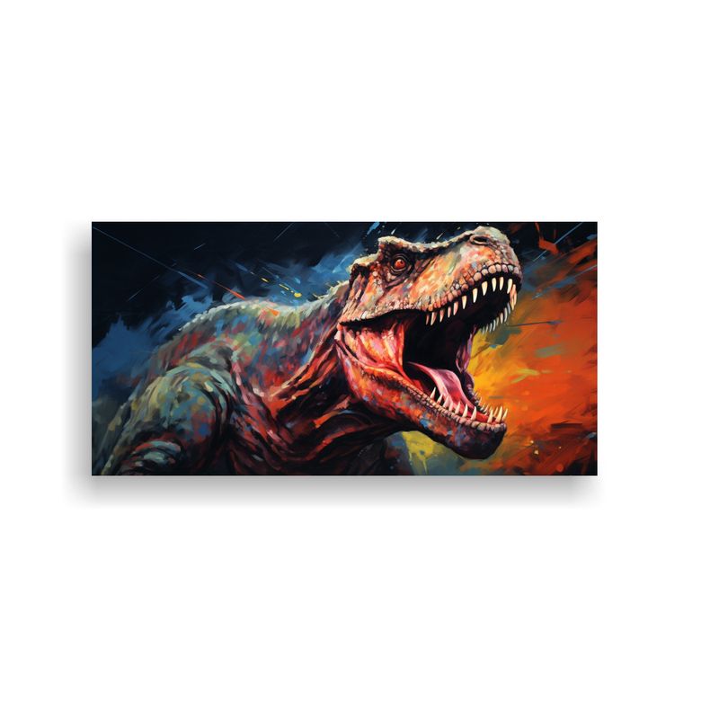 GENERICO - Pintura Al Estilo óleo Detallada De Un Tiranosaur 160x80cm