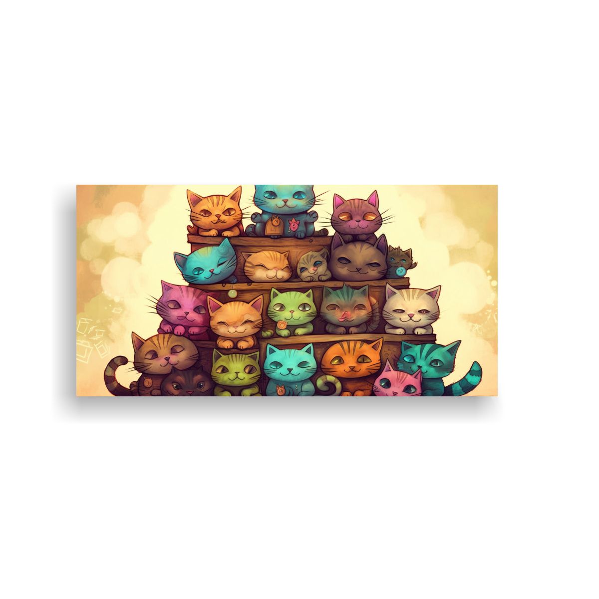 GENERICO - Cuadros De Gatos En Un Lienzo Con Muchos Colores 160x80cm