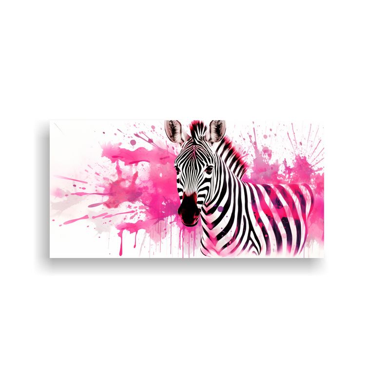 GENERICO - Cuadro Zebra En Acuarelas Y Colores Rosa Estilo Ga 160x80cm