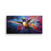 Cuadro Belleza Natural Colibrí Pintura Al Estilo 60x30cm