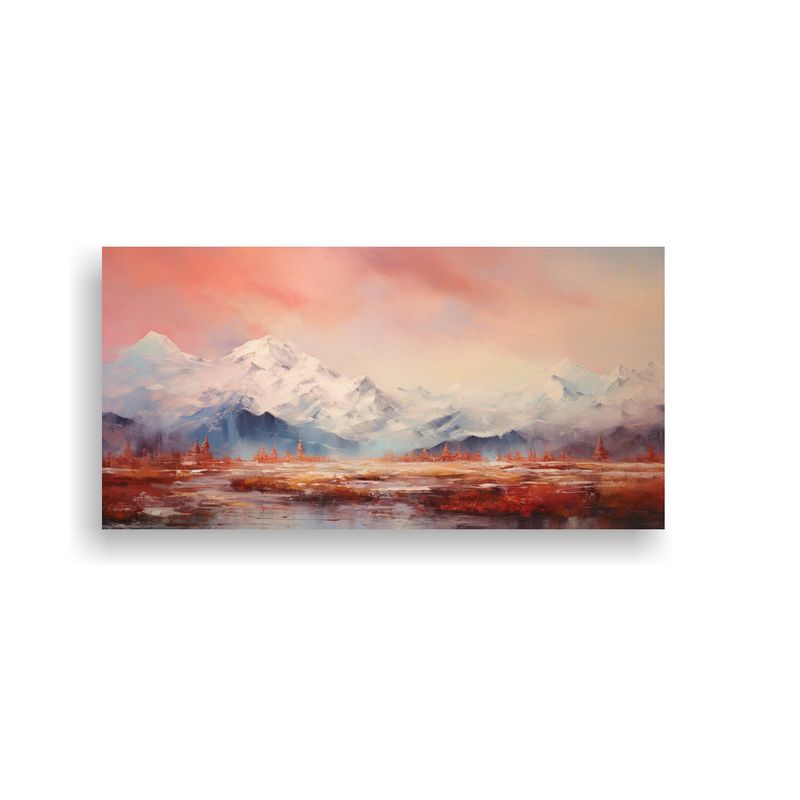 GENERICO - Cuadro Abstracto De Montañas Nevadas Con Colores  160x80cm