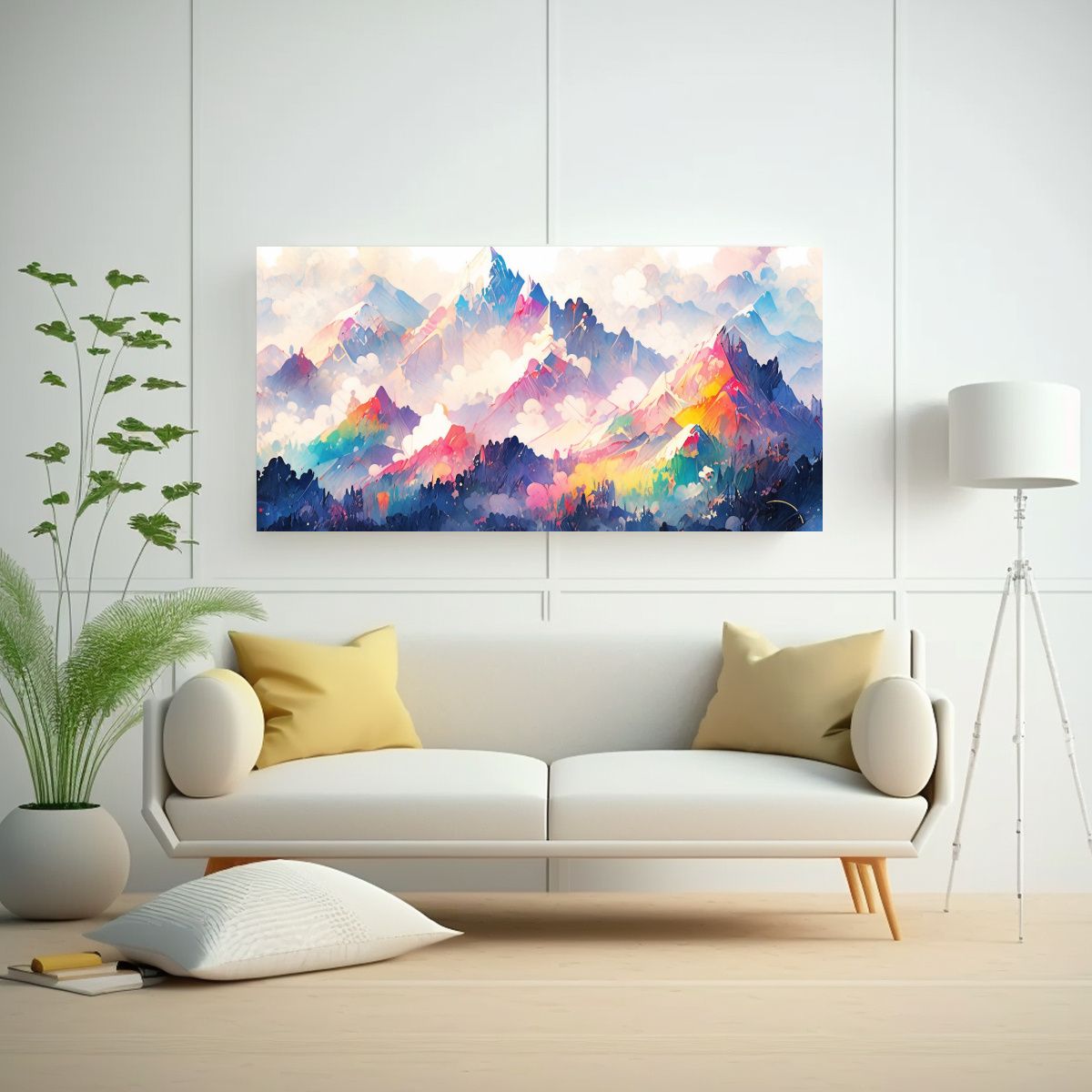 GENERICO - Cuadro Montañas Famosas Y Arcoíris Con Agua 160x80cm