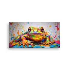 GENERICO - Cuadros De Ranas Y Sapos En Colores Arcoíris Y Do 120x60cm