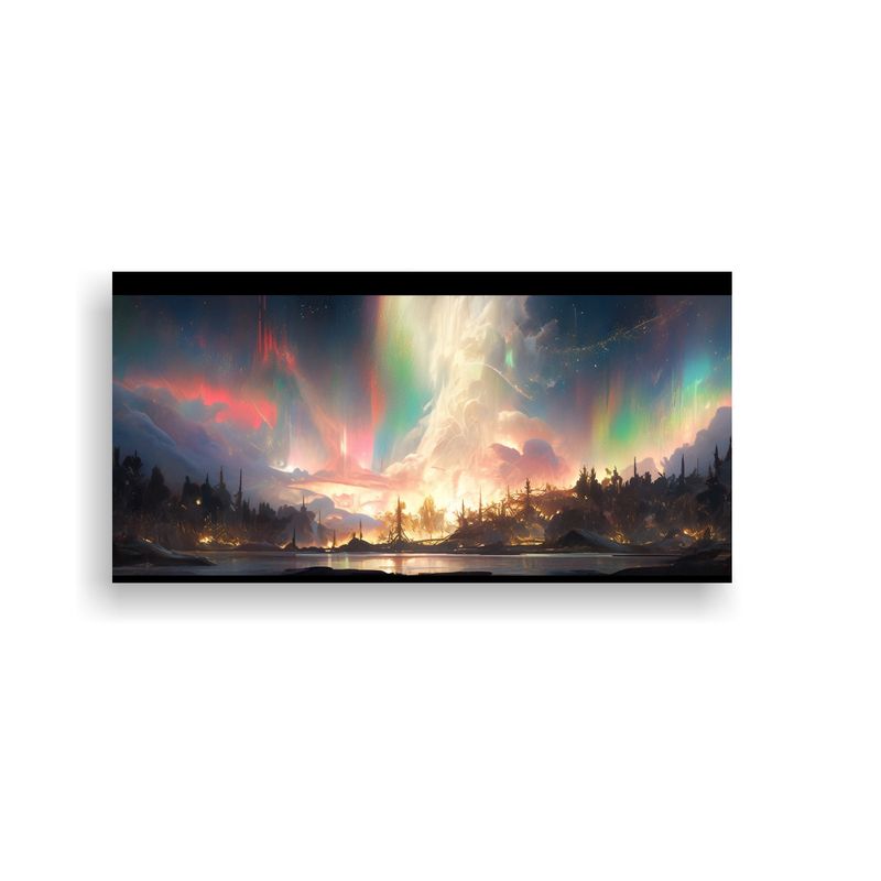 GENERICO - Cuadro Abstracto Aurora Boreal Con Colores Del Arc 160x80cm