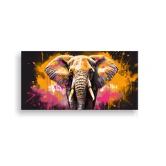 GENERICO - Cuadro Moderno Original Elefante Africano En Colo 160x80cm