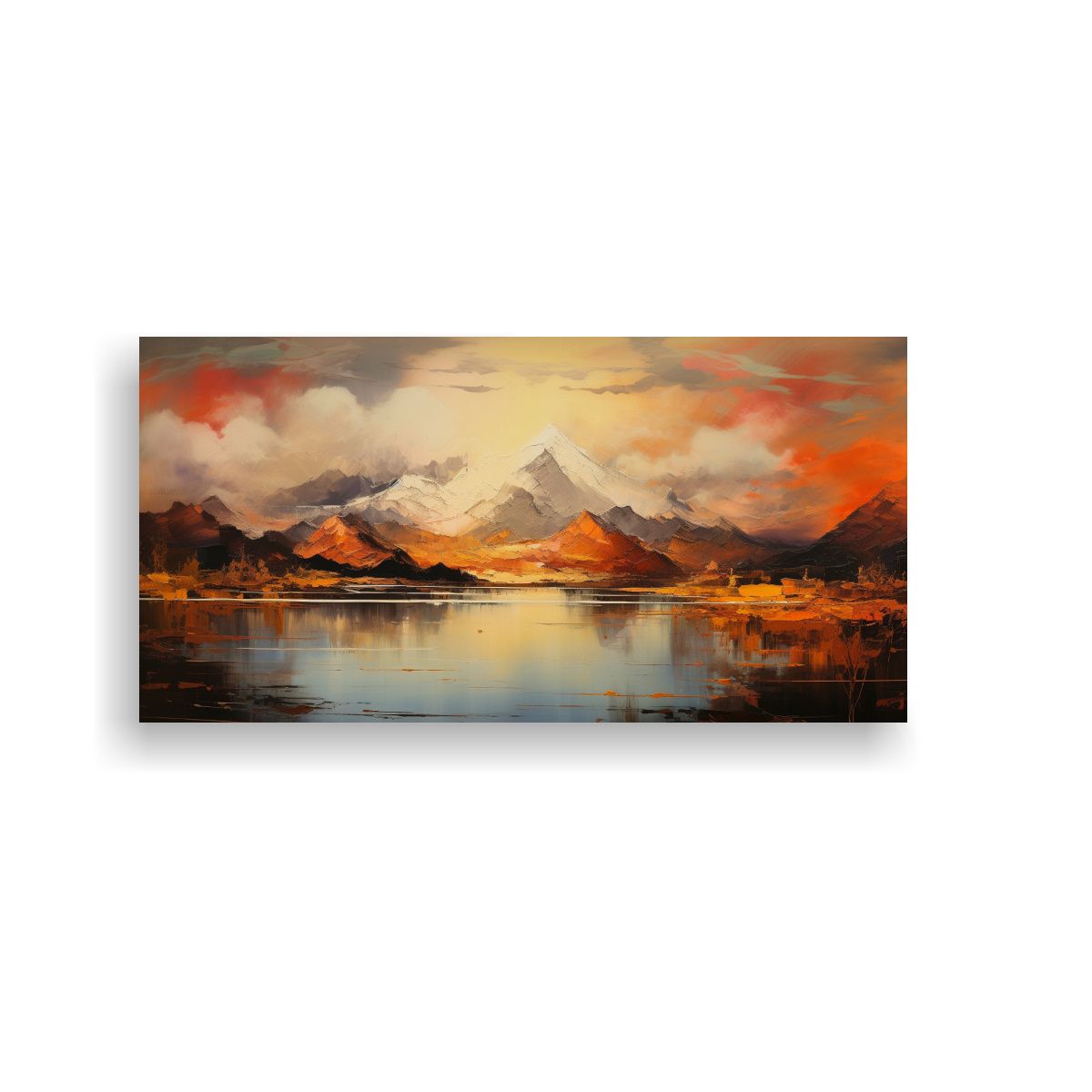 GENERICO - Cuadro Vintage Comedor Paisaje Montañas Lago Con  80x40cm