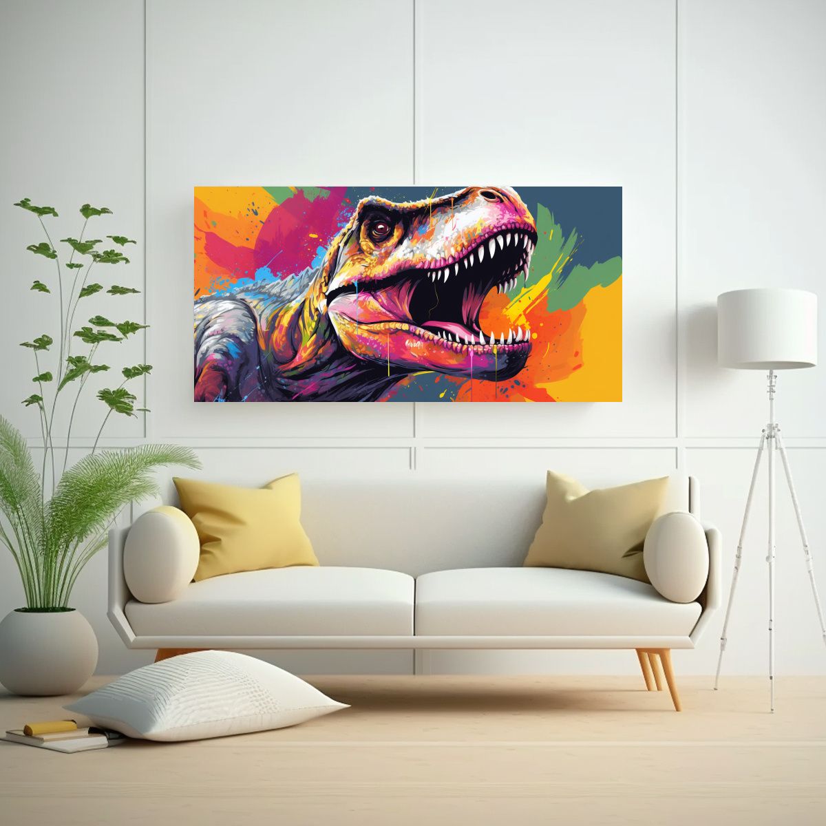 GENERICO - Pinturas Decorativas Inspiradas En Un Tiranosaurio 160x80cm