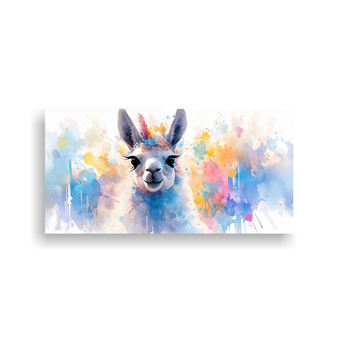 GENERICO - Cuadro Arte Pared Llama En Acuarelas Azules Neo Po 160x80cm