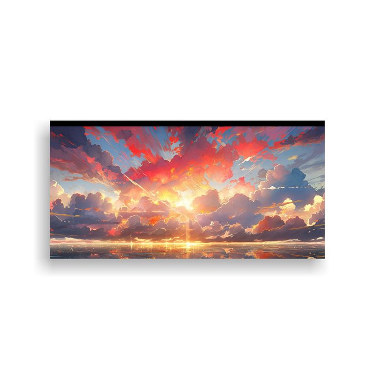 GENERICO - Cuadro Abstracto Escena Amanecer Con Arcoíris Y  160x80cm