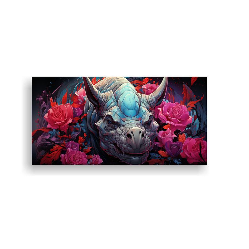 GENERICO - Cuadro Abstracto De Triceratops En Colores Orquíd 160x80cm