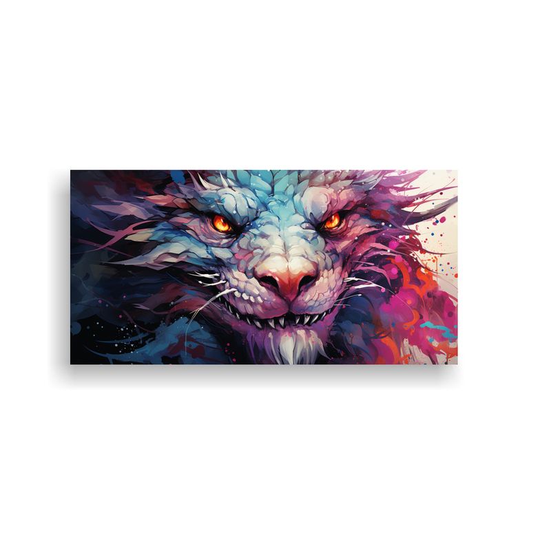 GENERICO - Cuadro De Tela Dragón Arcoíris Y Morado Neonoir 160x80cm