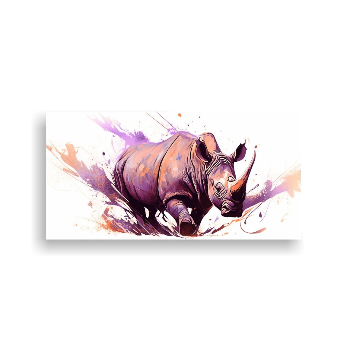 GENERICO - Cuadro Diseño Cultura Rinoceronte En Colores Mar 160x80cm