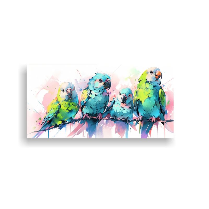 GENERICO - Pinturas Decorativas De Loros En Tonos Pastel Y Az 160x80cm