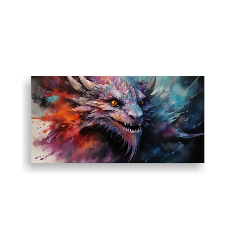 GENERICO - Cuadro Patrón De Dragón Colorido En Estilo Acuar 160x80cm