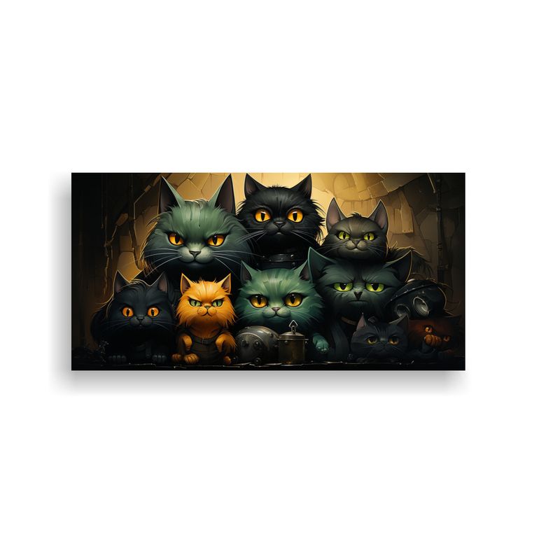 GENERICO - Cuadro De Gatos Negros Apilados Arte Moderno Y Fa 160x80cm