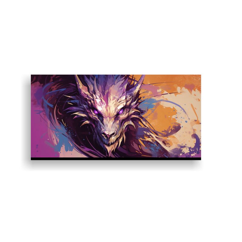 GENERICO - Cuadro Inspirador Dragón En Tonos Marrón Y Mora 160x80cm