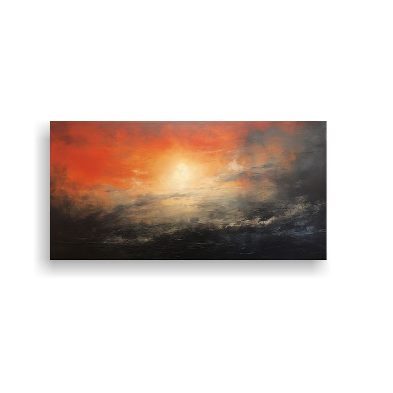 GENERICO - Pintura Abstracta Atardecer Amanecer Cielos Negros 160x80cm