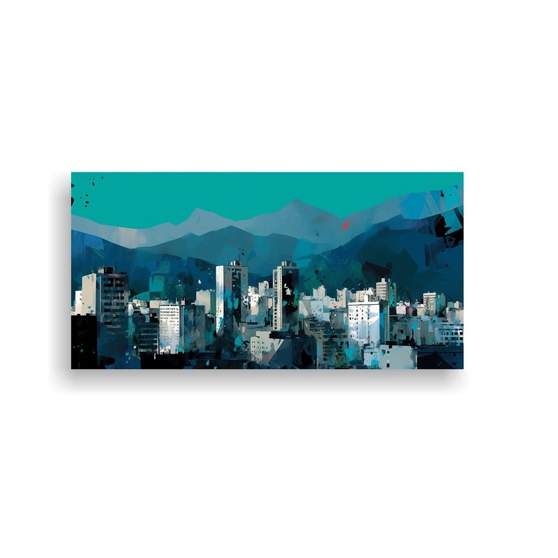 GENERICO - Lienzo Tela Moderno Figuras Santiago Chile Turques 160x80cm