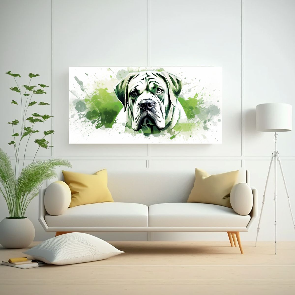 GENERICO - Cuadro Neo Pop Art Mastín En Verde Y Blanco Para  160x80cm