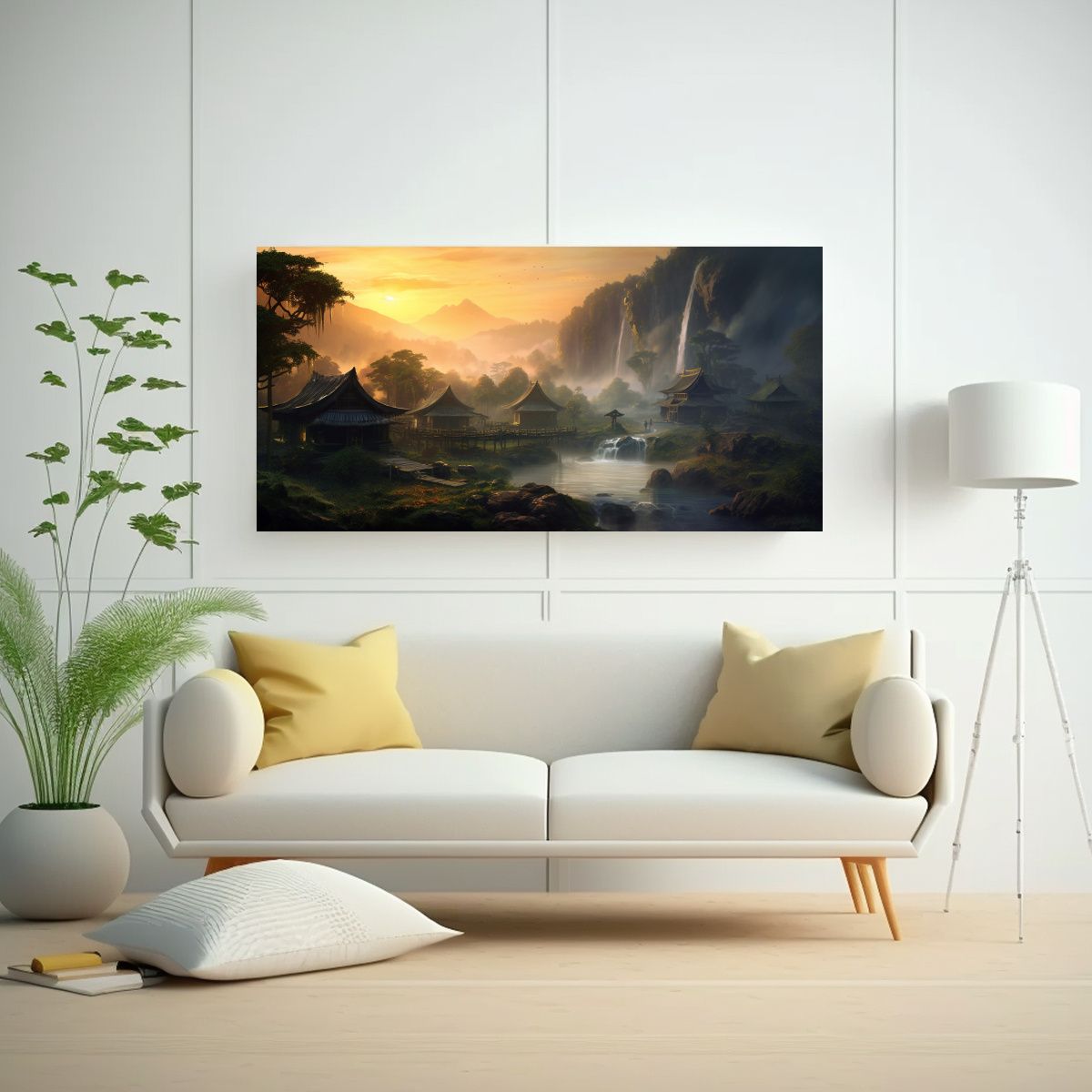 GENERICO - Cuadro De Decoración Montaña Cascada En Selva Ll 60x30cm