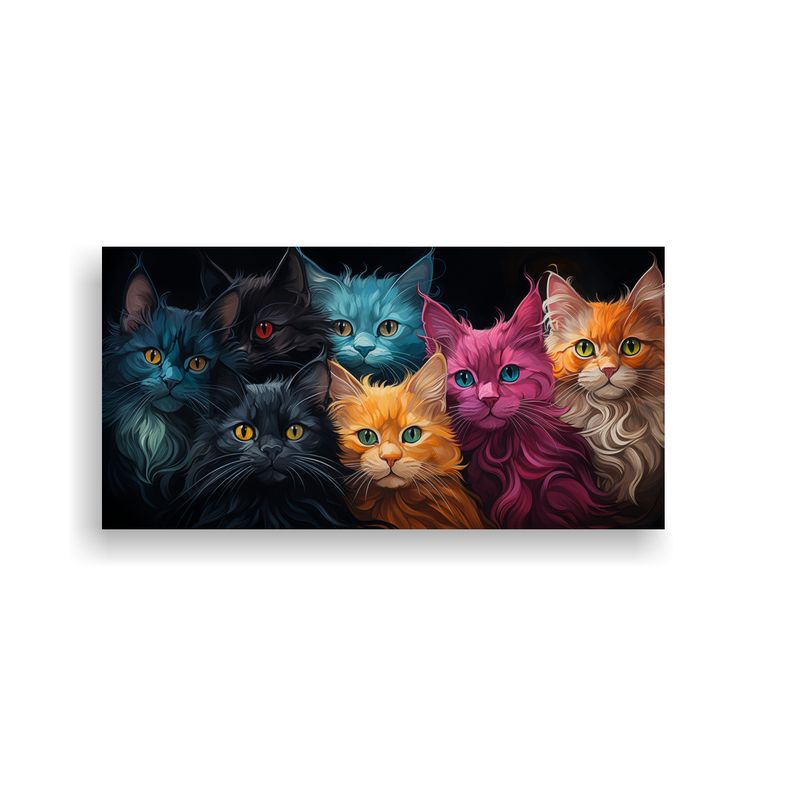 GENERICO - Cuadro De Lienzo Con Gatos De Colores Vivos Y Mode 160x80cm
