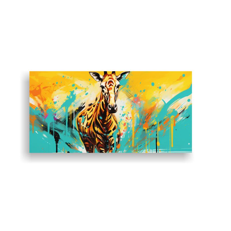 GENERICO - Cuadro Pop Art Animales Safari En Amarillo Y Turqu 160x80cm