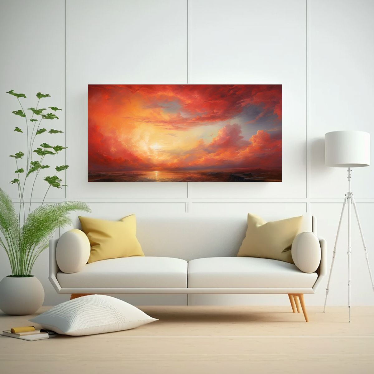 GENERICO - Pintura Abstracta De Paisajes De Amaneceres Y Atar 160x80cm