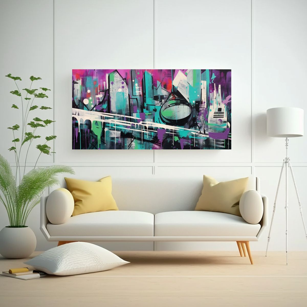GENERICO - Cuadro En Bastidor Expresión Urbana Abstracta Gra 160x80cm