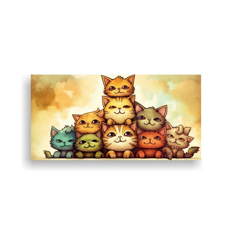 GENERICO - Pinturas De Decoración Fine Art Gatos En Colores  160x80cm