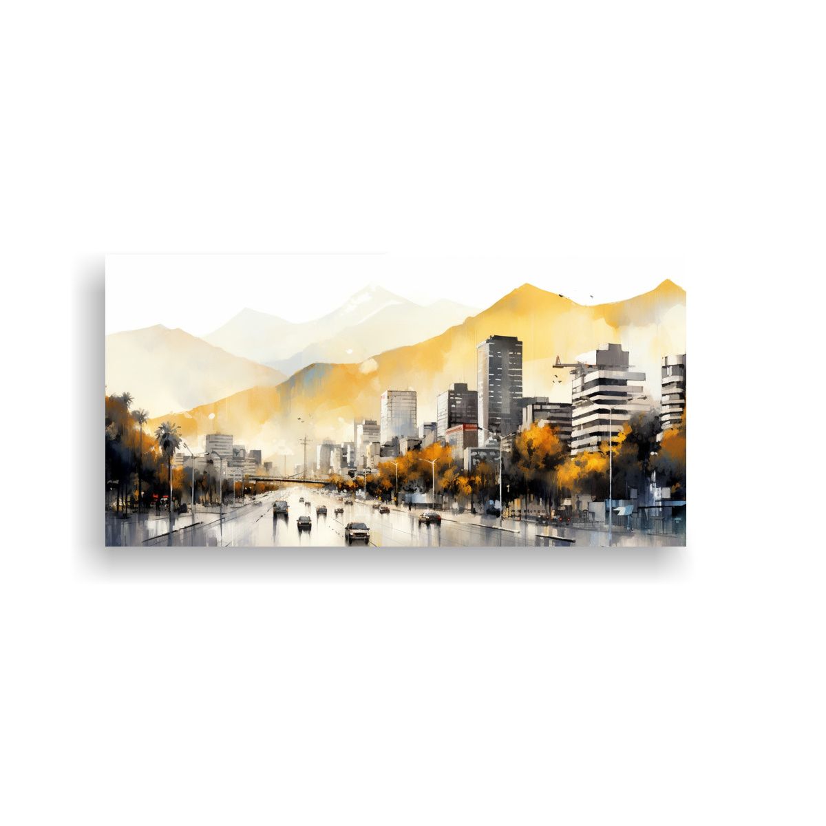 GENERICO - Pintura Decorativa De Santiago City En Chile En Ac 160x80cm