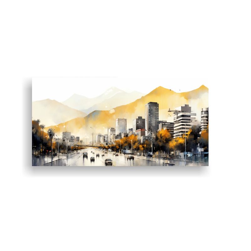 GENERICO - Pintura Decorativa De Santiago City En Chile En Ac 160x80cm
