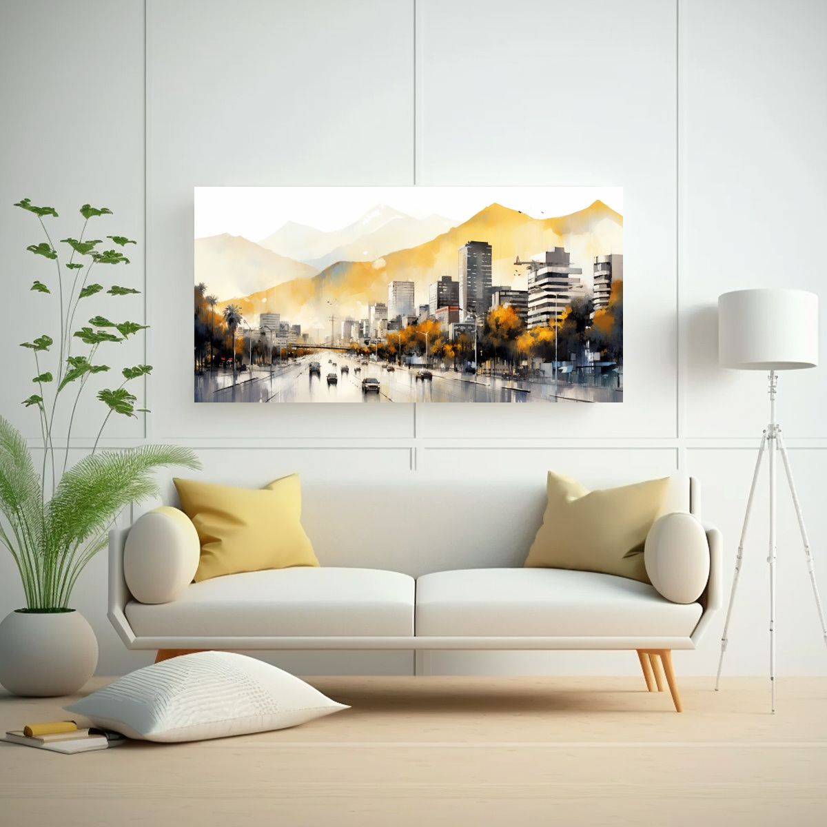GENERICO - Pintura Decorativa De Santiago City En Chile En Ac 160x80cm
