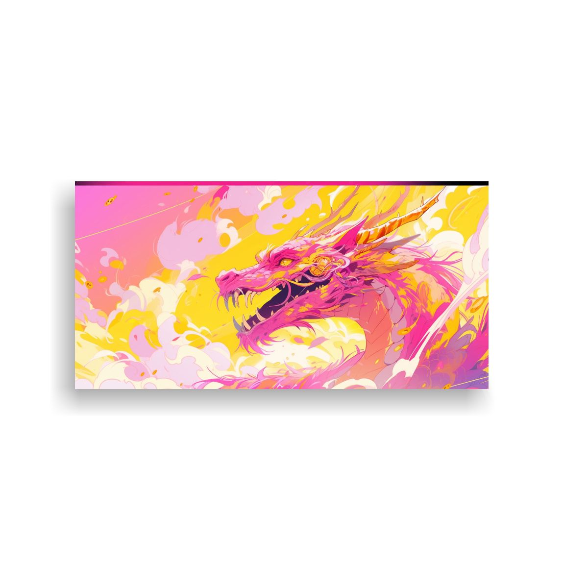 GENERICO - Cuadro De Pared Fotográfico Dragón Amarillo Y Ro 160x80cm