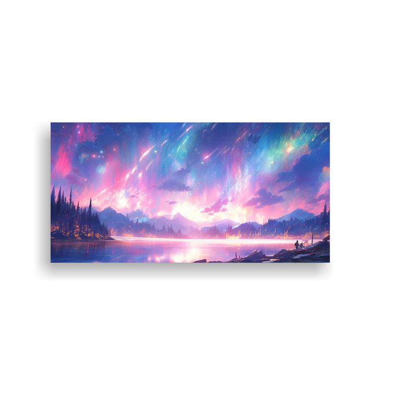 GENERICO - Cuadro Abstracto Económico Aurora Boreal Púrpura 160x80cm