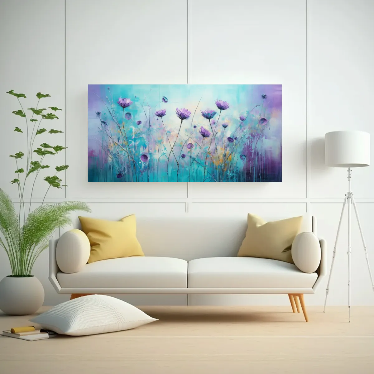 GENERICO - Cuadro Expresión Intenso Flores Diente León Púr 160x80cm