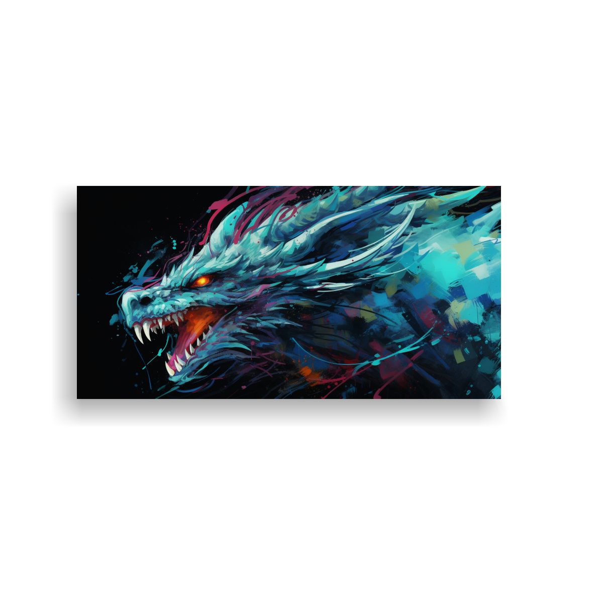 GENERICO - Cuadro Moderno Económico Dragón En Colores Vibr 160x80cm