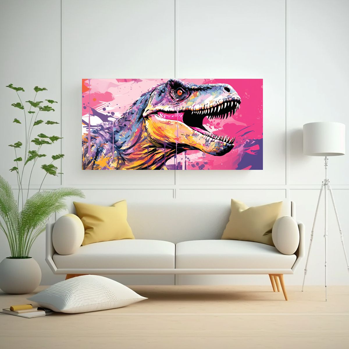 GENERICO - Pintura Decorativa De Velociraptor En Colores Deli 160x80cm