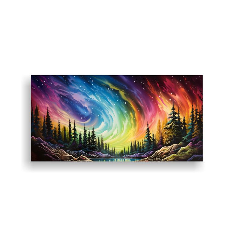 GENERICO - Cuadro Cuadro Brillante Aurora Boreal Con Colores  160x80cm