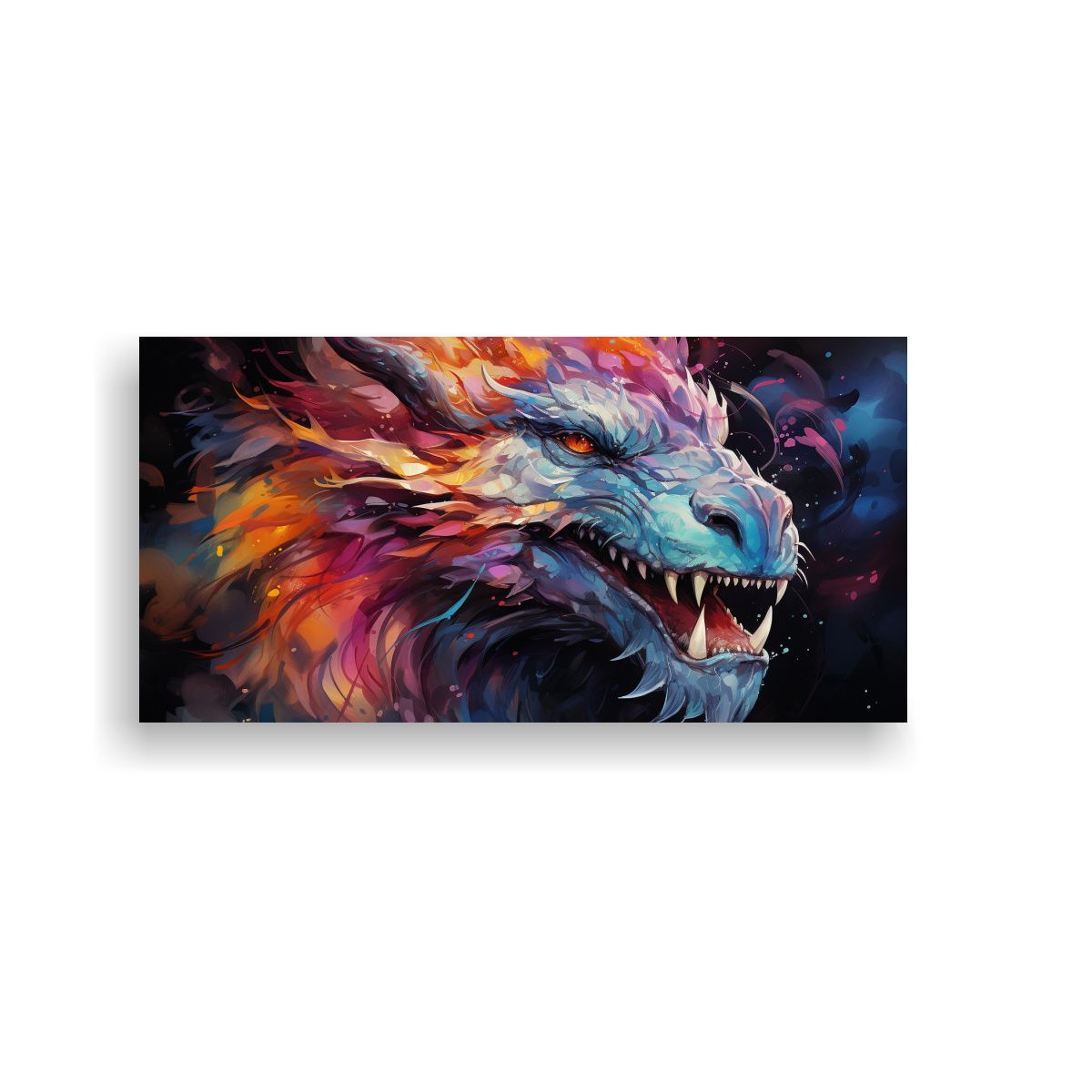 GENERICO - Cuadro Concepto Artesanal Dragón Arcoíris Y Marr 160x80cm