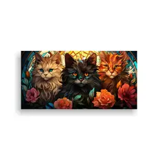 GENERICO - Cuadros Digitales De Vidrieras De Gatos Adorables 160x80cm
