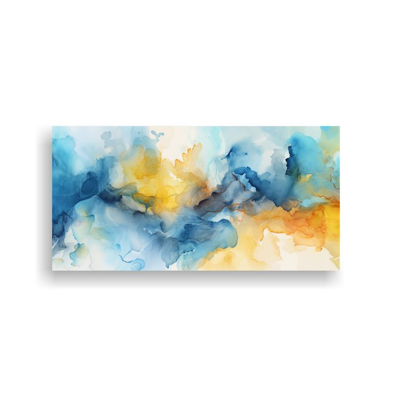 GENERICO - Cuadro Abstracta Manchas Amarillas Celestes Blanca 160x80cm